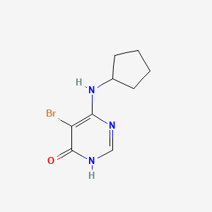 molecular formula C9H12BrN3O B11779122 5-Bromo-6-(cyclopentylamino)pyrimidin-4(3H)-one 