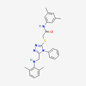 molecular formula C27H29N5OS B11779142 N-(3,5-Dimethylphenyl)-2-((5-(((2,6-dimethylphenyl)amino)methyl)-4-phenyl-4H-1,2,4-triazol-3-yl)thio)acetamide 
