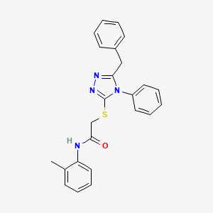 molecular formula C24H22N4OS B11779178 2-((5-Benzyl-4-phenyl-4H-1,2,4-triazol-3-yl)thio)-N-(o-tolyl)acetamide 