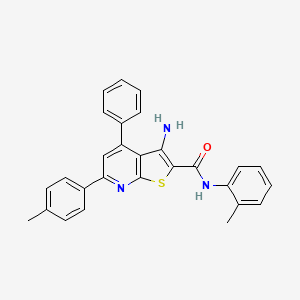 molecular formula C28H23N3OS B11779220 3-Amino-4-phenyl-N-(o-tolyl)-6-(p-tolyl)thieno[2,3-b]pyridine-2-carboxamide 
