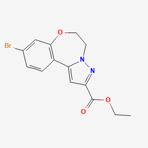molecular formula C14H13BrN2O3 B11779269 Ethyl 9-bromo-5,6-dihydrobenzo[f]pyrazolo[1,5-d][1,4]oxazepine-2-carboxylate 