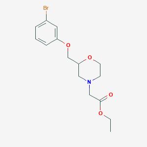 molecular formula C15H20BrNO4 B11779604 Ethyl2-(2-((3-bromophenoxy)methyl)morpholino)acetate 