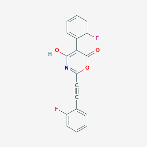 molecular formula C18H9F2NO3 B11779647 5-(2-Fluorophenyl)-2-((2-fluorophenyl)ethynyl)-4-hydroxy-6H-1,3-oxazin-6-one 