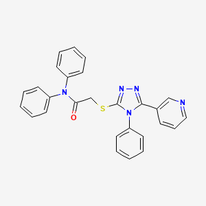 molecular formula C27H21N5OS B11779648 N,N-Diphenyl-2-((4-phenyl-5-(pyridin-3-yl)-4H-1,2,4-triazol-3-yl)thio)acetamide 