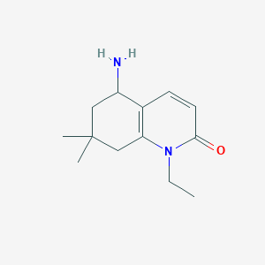 molecular formula C13H20N2O B11779681 5-Amino-1-ethyl-7,7-dimethyl-5,6,7,8-tetrahydroquinolin-2(1H)-one 