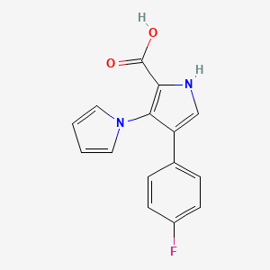 molecular formula C15H11FN2O2 B11779815 4'-(4-Fluorophenyl)-1'H-[1,3'-bipyrrole]-2'-carboxylic acid 