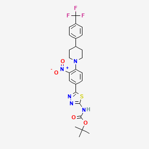 molecular formula C25H26F3N5O4S B11779906 Tert-butyl (5-(3-nitro-4-(4-(4-(trifluoromethyl)phenyl)piperidin-1-YL)phenyl)-1,3,4-thiadiazol-2-YL)carbamate CAS No. 1956376-83-2