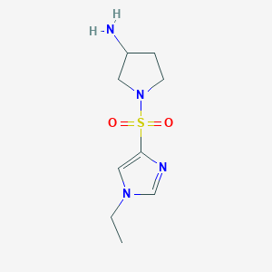 molecular formula C9H16N4O2S B11779995 1-((1-Ethyl-1H-imidazol-4-yl)sulfonyl)pyrrolidin-3-amine 