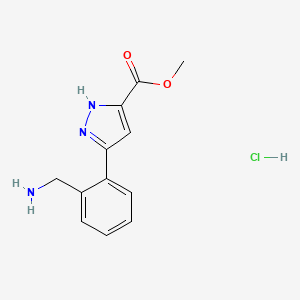 molecular formula C12H14ClN3O2 B11780231 Methyl 5-(2-(aminomethyl)phenyl)-1h-pyrazole-3-carboxylate hydrochloride 