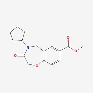 molecular formula C16H19NO4 B11780300 Methyl 4-cyclopentyl-3-oxo-2,3,4,5-tetrahydrobenzo[f][1,4]oxazepine-7-carboxylate 