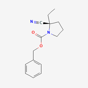 molecular formula C15H18N2O2 B11780446 (R)-Benzyl 2-cyano-2-ethylpyrrolidine-1-carboxylate 