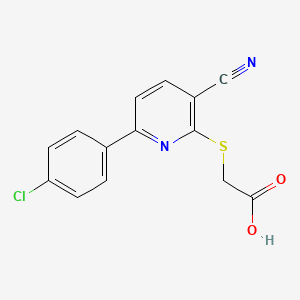 molecular formula C14H9ClN2O2S B11780554 2-((6-(4-Chlorophenyl)-3-cyanopyridin-2-yl)thio)acetic acid CAS No. 326915-38-2