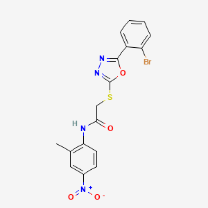 molecular formula C17H13BrN4O4S B11780687 2-((5-(2-Bromophenyl)-1,3,4-oxadiazol-2-yl)thio)-N-(2-methyl-4-nitrophenyl)acetamide 
