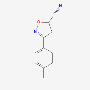 molecular formula C11H10N2O B11780839 3-(p-Tolyl)-4,5-dihydroisoxazole-5-carbonitrile 