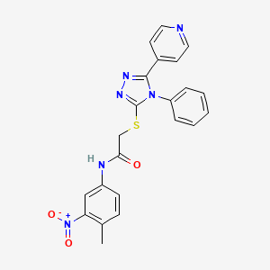 molecular formula C22H18N6O3S B11781083 N-(4-Methyl-3-nitrophenyl)-2-((4-phenyl-5-(pyridin-4-yl)-4H-1,2,4-triazol-3-yl)thio)acetamide 