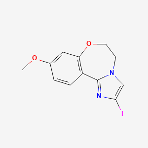 molecular formula C12H11IN2O2 B11781614 2-Iodo-9-methoxy-5,6-dihydrobenzo[F]imidazo[1,2-D][1,4]oxazepine 