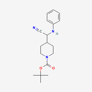 molecular formula C18H25N3O2 B11781670 tert-Butyl 4-(cyano(phenylamino)methyl)piperidine-1-carboxylate 