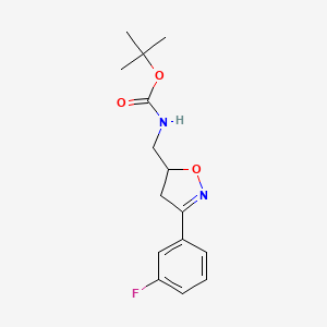 molecular formula C15H19FN2O3 B11781998 Tert-butyl ((3-(3-fluorophenyl)-4,5-dihydroisoxazol-5-YL)methyl)carbamate 