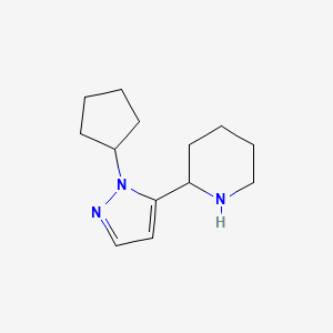 molecular formula C13H21N3 B11782073 2-(1-Cyclopentyl-1H-pyrazol-5-yl)piperidine 