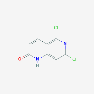 molecular formula C8H4Cl2N2O B11782126 5,7-Dichloro-1,6-naphthyridin-2-ol 