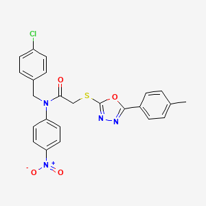 molecular formula C24H19ClN4O4S B11782139 N-(4-Chlorobenzyl)-N-(4-nitrophenyl)-2-((5-(p-tolyl)-1,3,4-oxadiazol-2-yl)thio)acetamide 
