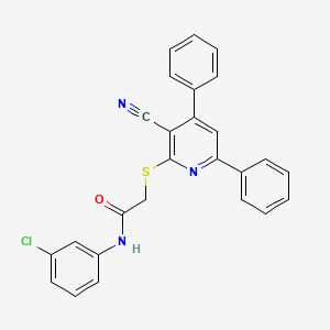 molecular formula C26H18ClN3OS B11782171 N-(3-Chlorophenyl)-2-((3-cyano-4,6-diphenylpyridin-2-yl)thio)acetamide 