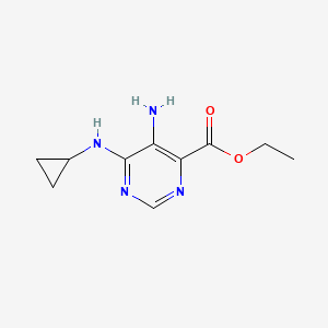 molecular formula C10H14N4O2 B11782354 Ethyl 5-amino-6-(cyclopropylamino)pyrimidine-4-carboxylate 