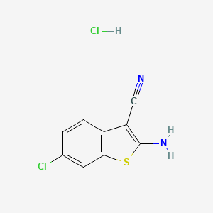 molecular formula C9H6Cl2N2S B11782453 2-Amino-6-chlorobenzo[b]thiophene-3-carbonitrile hydrochloride 