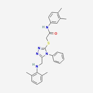 molecular formula C27H29N5OS B11782503 N-(3,4-Dimethylphenyl)-2-((5-(((2,6-dimethylphenyl)amino)methyl)-4-phenyl-4H-1,2,4-triazol-3-yl)thio)acetamide 