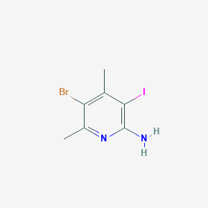 molecular formula C7H8BrIN2 B11782513 5-Bromo-3-iodo-4,6-dimethylpyridin-2-amine 