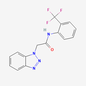 molecular formula C15H11F3N4O B11782605 2-(1H-Benzo[d][1,2,3]triazol-1-yl)-N-(2-(trifluoromethyl)phenyl)acetamide 