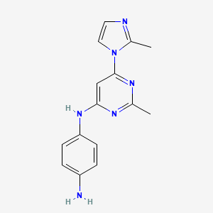 molecular formula C15H16N6 B11782631 N1-(2-Methyl-6-(2-methyl-1H-imidazol-1-yl)pyrimidin-4-yl)benzene-1,4-diamine 
