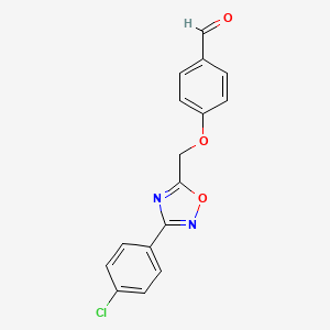 molecular formula C16H11ClN2O3 B11782777 4-((3-(4-Chlorophenyl)-1,2,4-oxadiazol-5-yl)methoxy)benzaldehyde 