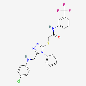 molecular formula C24H19ClF3N5OS B11782890 2-((5-(((4-Chlorophenyl)amino)methyl)-4-phenyl-4H-1,2,4-triazol-3-yl)thio)-N-(3-(trifluoromethyl)phenyl)acetamide 
