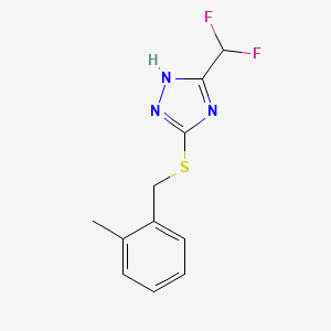 molecular formula C11H11F2N3S B11783139 3-(Difluoromethyl)-5-((2-methylbenzyl)thio)-4H-1,2,4-triazole 
