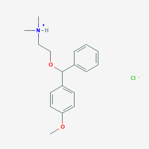 molecular formula C₁₈H₂₄ClNO₂ B117833 2-((p-Methoxy-alpha-phenylbenzyl)oxy)ethyl(dimethyl)ammonium chloride CAS No. 6027-00-5