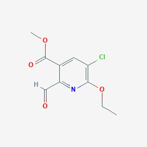 molecular formula C10H10ClNO4 B11783351 Methyl 5-chloro-6-ethoxy-2-formylnicotinate 