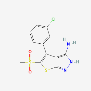 molecular formula C12H10ClN3O2S2 B11783477 4-(3-Chlorophenyl)-5-(methylsulfonyl)-1H-thieno[2,3-c]pyrazol-3-amine 