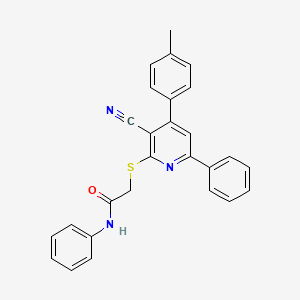 molecular formula C27H21N3OS B11783482 2-((3-Cyano-6-phenyl-4-(p-tolyl)pyridin-2-yl)thio)-N-phenylacetamide 