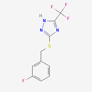 molecular formula C10H7F4N3S B11783501 3-((3-Fluorobenzyl)thio)-5-(trifluoromethyl)-4H-1,2,4-triazole 