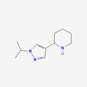molecular formula C11H19N3 B11783535 2-(1-Isopropyl-1H-pyrazol-4-yl)piperidine 