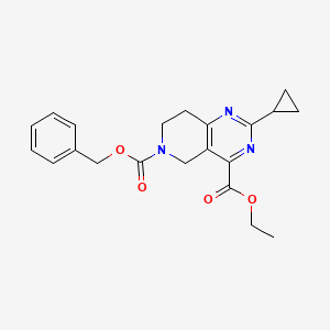 molecular formula C21H23N3O4 B11783665 6-Benzyl 4-ethyl 2-cyclopropyl-7,8-dihydropyrido[4,3-D]pyrimidine-4,6(5H)-dicarboxylate 