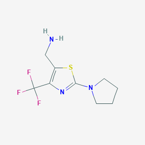 molecular formula C9H12F3N3S B11783783 (2-(Pyrrolidin-1-yl)-4-(trifluoromethyl)thiazol-5-yl)methanamine 
