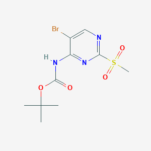 molecular formula C10H14BrN3O4S B11784205 tert-Butyl (5-bromo-2-(methylsulfonyl)pyrimidin-4-yl)carbamate 