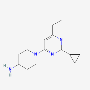 molecular formula C14H22N4 B11784436 1-(2-Cyclopropyl-6-ethylpyrimidin-4-yl)piperidin-4-amine 