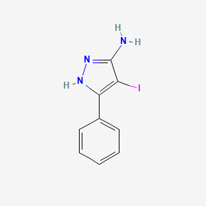 molecular formula C9H8IN3 B11784605 4-iodo-5-phenyl-1H-pyrazol-3-amine 