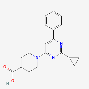 molecular formula C19H21N3O2 B11784834 1-(2-Cyclopropyl-6-phenylpyrimidin-4-yl)piperidine-4-carboxylic acid 