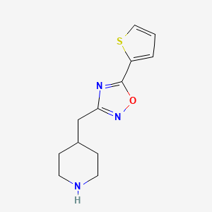 molecular formula C12H15N3OS B11784853 3-(Piperidin-4-ylmethyl)-5-(thiophen-2-yl)-1,2,4-oxadiazole 
