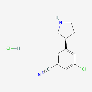 molecular formula C11H12Cl2N2 B11784869 (S)-3-Chloro-5-(pyrrolidin-3-yl)benzonitrile hydrochloride 