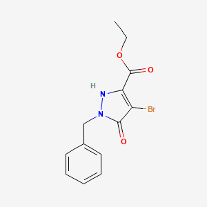 molecular formula C13H13BrN2O3 B11784879 Ethyl 1-benzyl-4-bromo-5-hydroxy-1H-pyrazole-3-carboxylate 